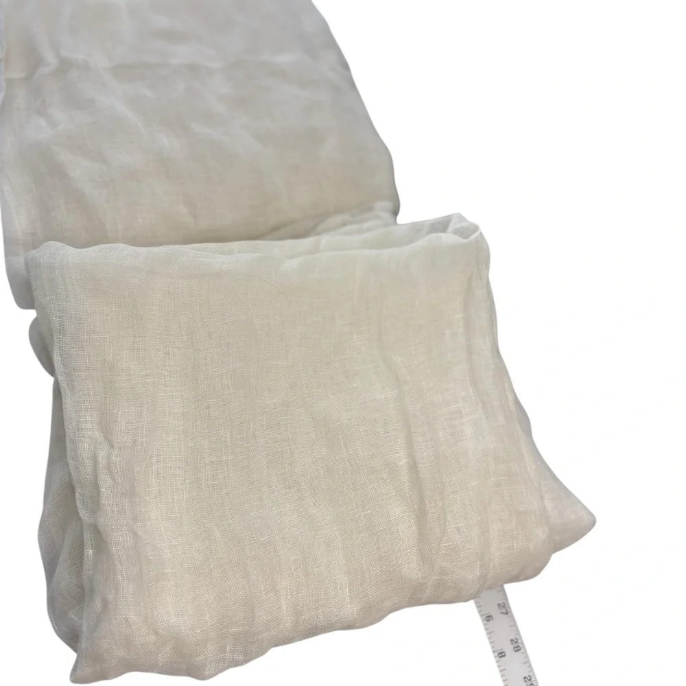2 Crate &‎ Barrel White Ivory European Flax Linen Sheer Curtain Panel 52